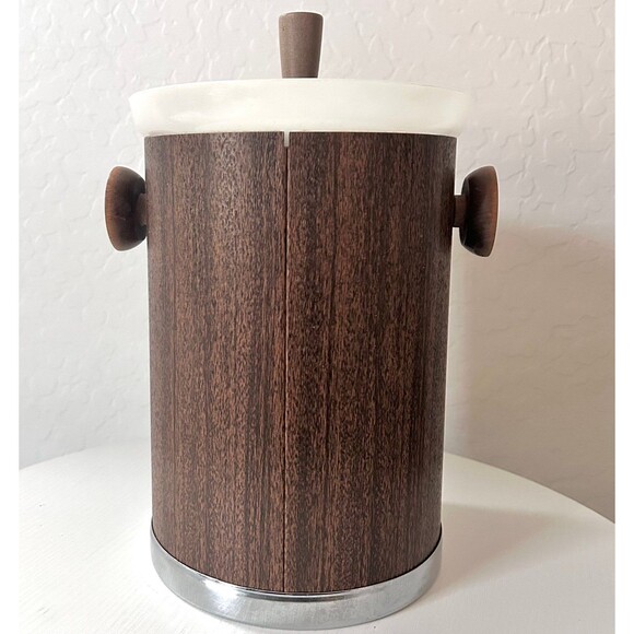 Kromex ice bucket, Faux Wooden Ice Bucket, Vintage Ice Bucket, Plastic Ice Pale - Picture 4 of 9